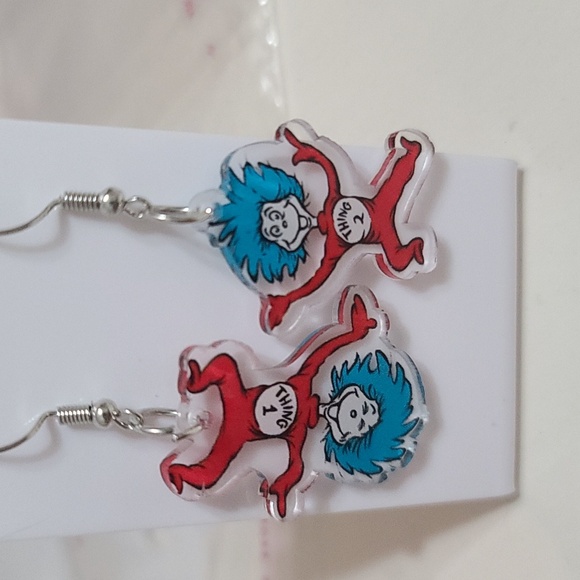 Thing 1, Thing 2 - dangle earrings, 1 pair NWT - Picture 3 of 3
